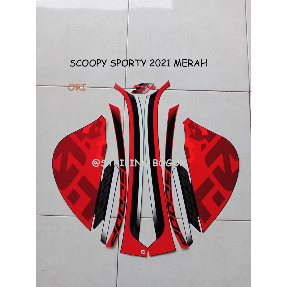 Striping Stiker Motor Honda Scoopy Sporty 2021 Merah paundraja bisa bayar cod