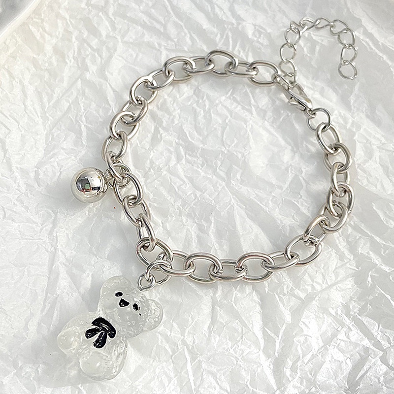 Gelang Liontin Beruang Warna Silver Gaya Vintage Untuk Wanita