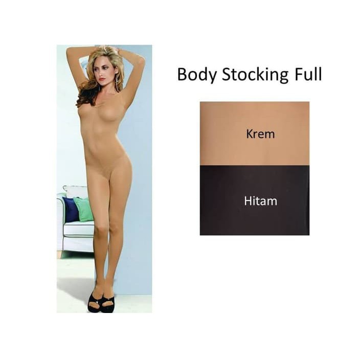 BODY STOCKING FULL HITAM KREM / BLACK NUDE / NYLON / STOCKING BS
