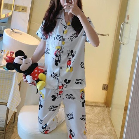 RYX - Mickey Streak Sleepwear Satu Set Baju Wanita Fashion Tidur  - Ori Import