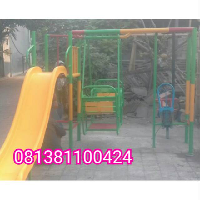 Playground set mainan tiga set ape luar perosotan ayunan jungkitan free ongkir jkt