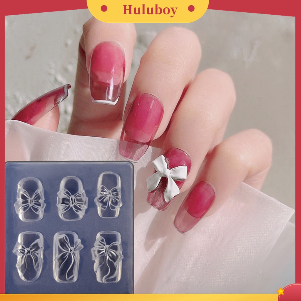 Huluboy Huluboy♡ Cetakan Kuku Tebal Tiga Dimensi Bentuk Pita Untuk Salon