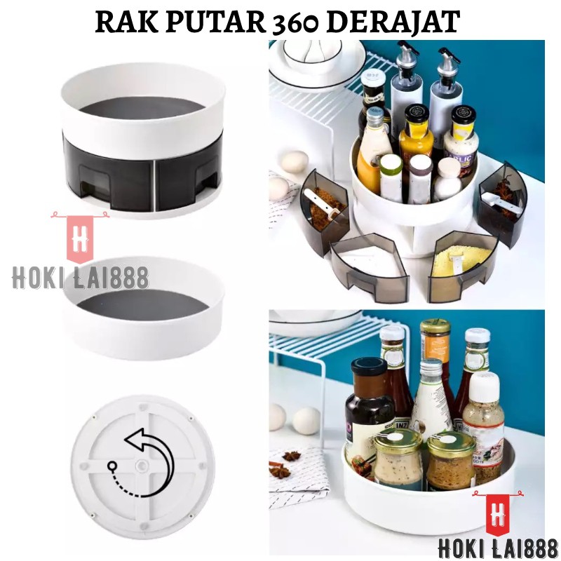 [HKL] Rak Bulat Putar 360 Derajat / Tempat Botol Kecap Dapur / Rak Tempat Bumbu / Rak Kosmetik