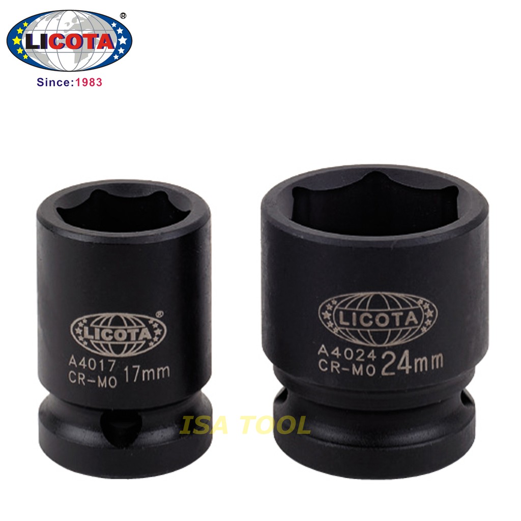 IMPACT SOCKETS 8 mm ( SCM440 ) BLACK PHOSPHATE FINISHED A4008 LICOTA