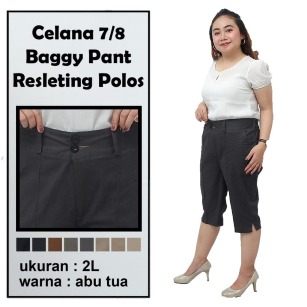 Celana Pendek  7/8 Wanita Katun Stretch S-L-XL-XXL-4L-5L-6L-8L