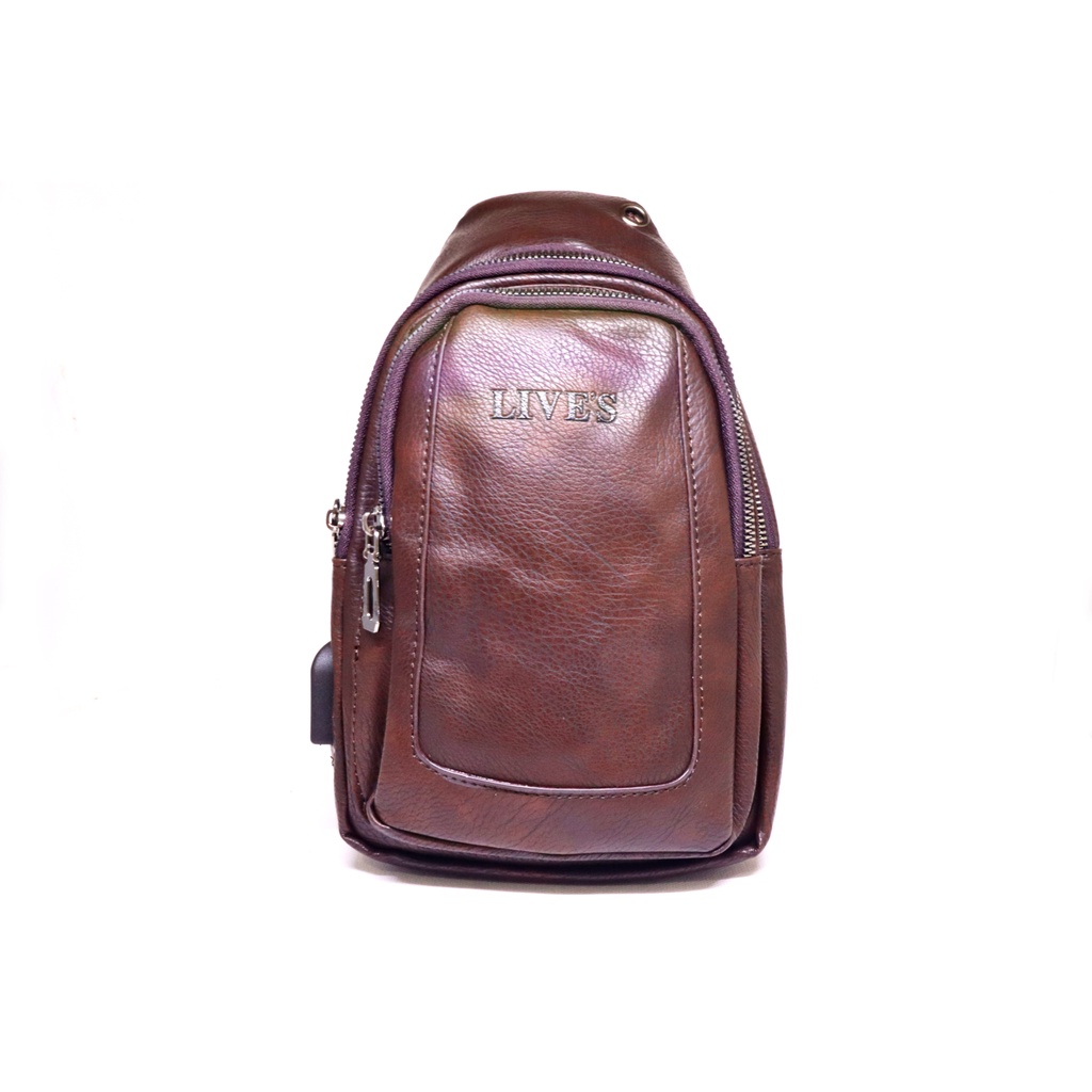 Tas Slempang Selempang Pria Laki Cowo Kulit Sling Travel Bag Impor Ori Asli PU Leather : 2 - 24