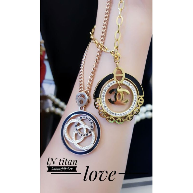 Kalung Titanium Bvlgari* panjang 60cm/ Kalung Hijab