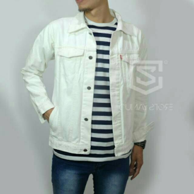 jaket denim putih