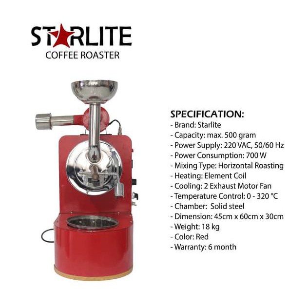 Starlite Coffee Roaster | Mesin Sangrai / Gongseng Kopi 500 gr / gram