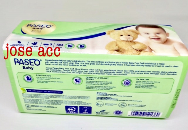 tissue tisu paseo baby pure soft 130 sheet 3 ply