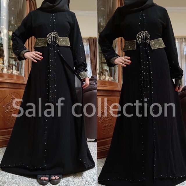 Exclusive Abaya Dres Pesta Salira Busui Bahan Jetblack 