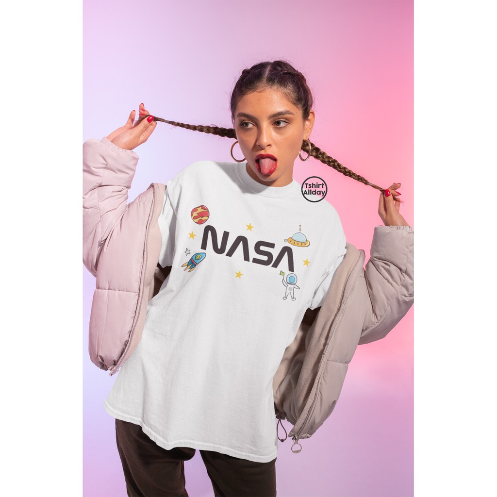 Tshitrallday Kaos Premium Unisex Pria &amp; Wanita bisa Oversize 100% Cotton Combed GRAPHIC NASA CARTOON