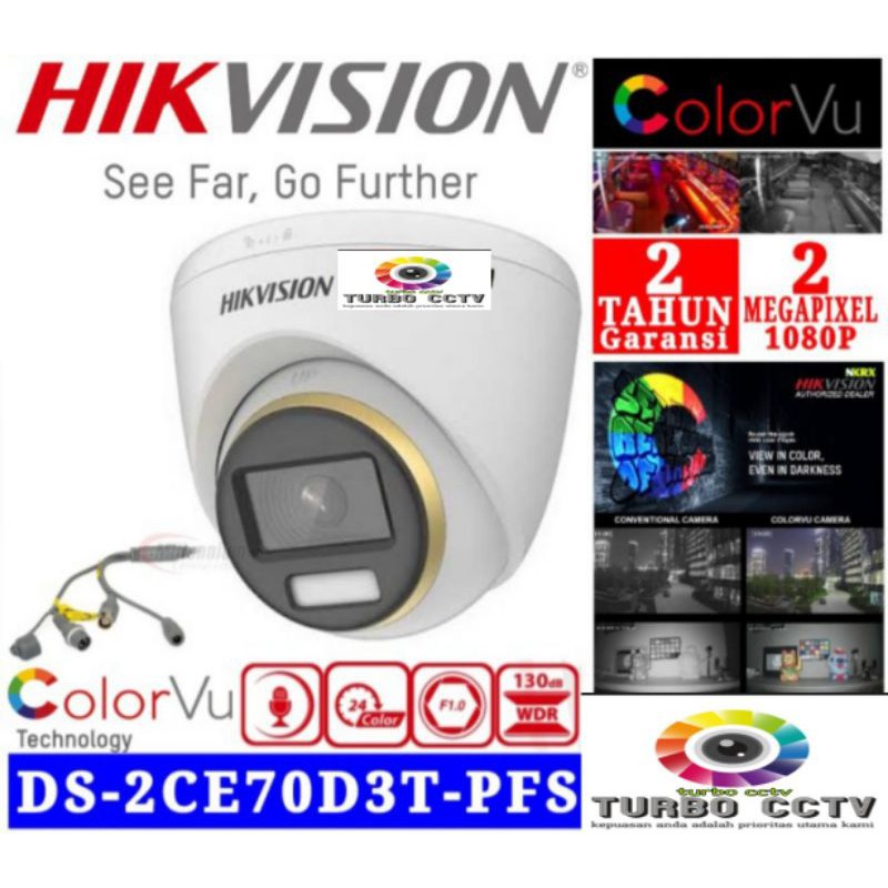 CAMERA CCTV INDOOR COLORVU + AUDIO 2MP HIKVISION DS-2CE70DF3T-PFS