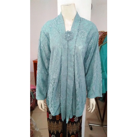 (BrP120/130) Kebaya floy Super & Giga JUMBO BROKAT glitter busui full furing KeroncongBusana-Mint