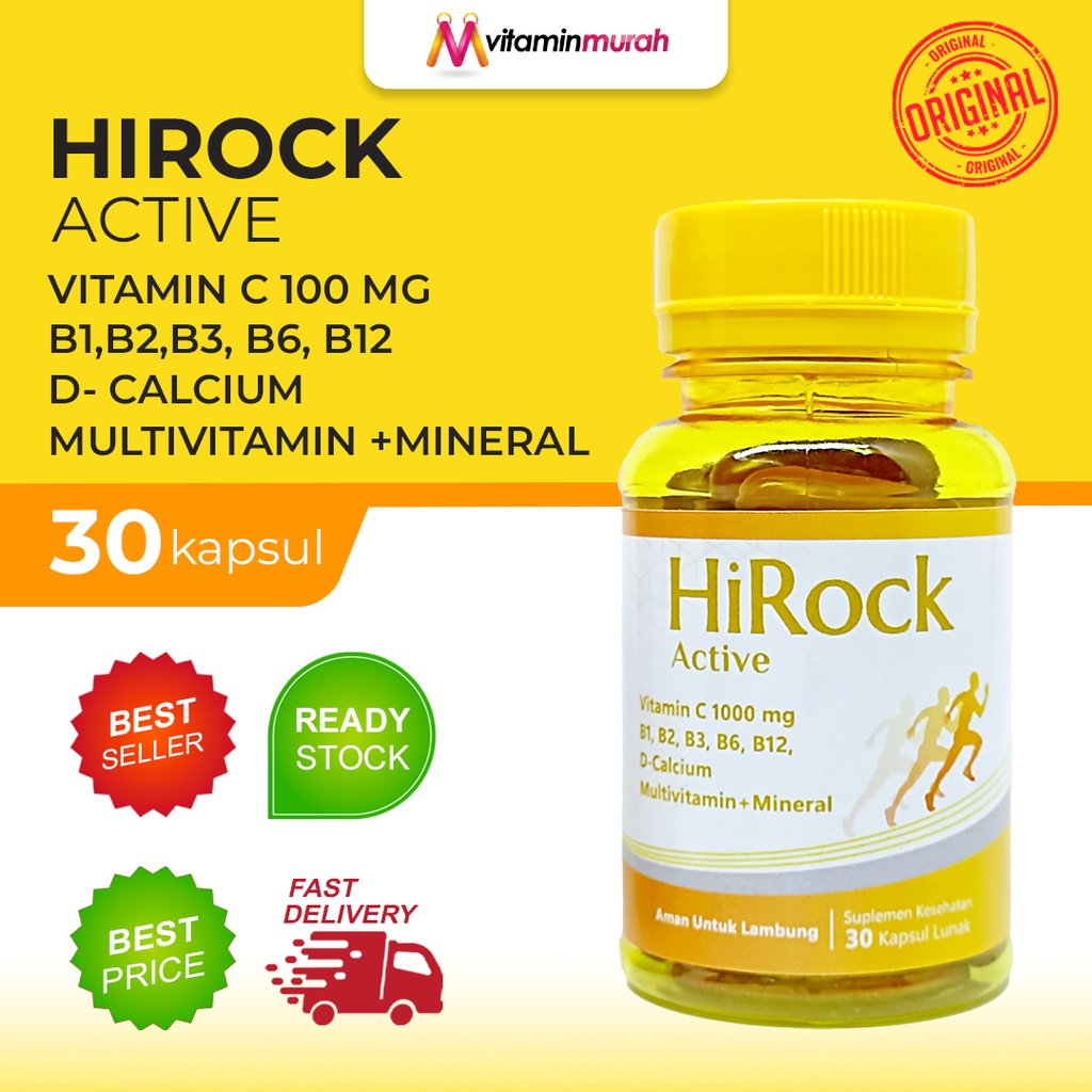 HIROCK ACTIVE MULTIVITAMIN + MINERAL ISI 30 KAPSUL LUNAK - AMAN UNTUK LAMBUNG