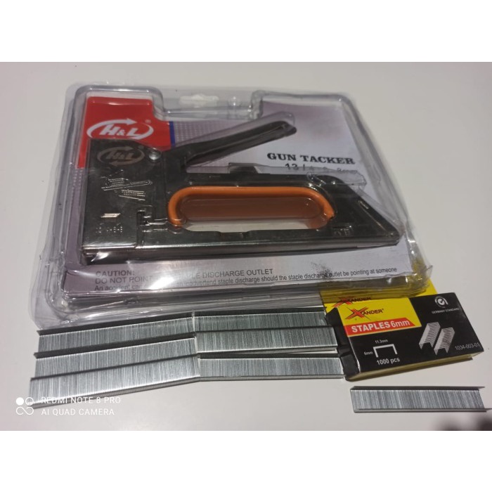 Stapler Staples Gun Tembak Jok Kulit Motor / Gun Tacker 4-6-8mm +isi