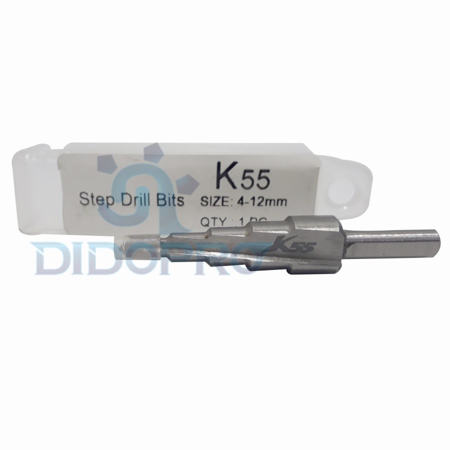 K55 Mata Bor Bertingkat Bor Pagoda HSS STEP DRILL 4-12mm Satuan Plat Besi Baja Stainless Aluminium