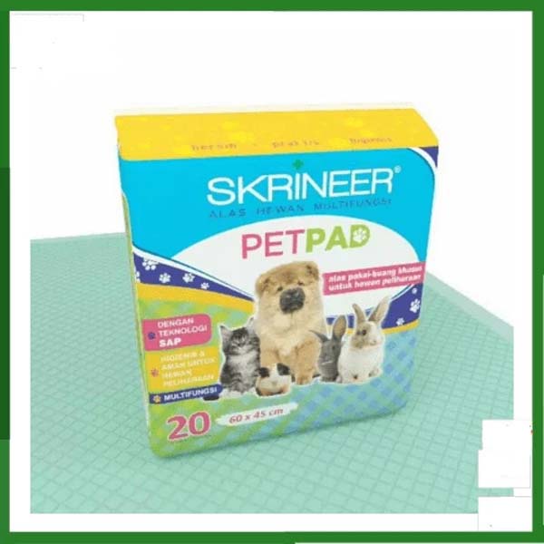 [20PCS] [60x45cm] [Perlak Hewan] Skrineer Petpad size 60x45cm isi 20pcs | Perlak Sekali Pakai Hewan