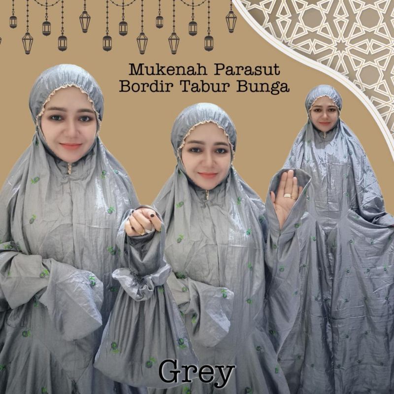 Mukena Terusan Dewasa Parasut Tabur Bunga