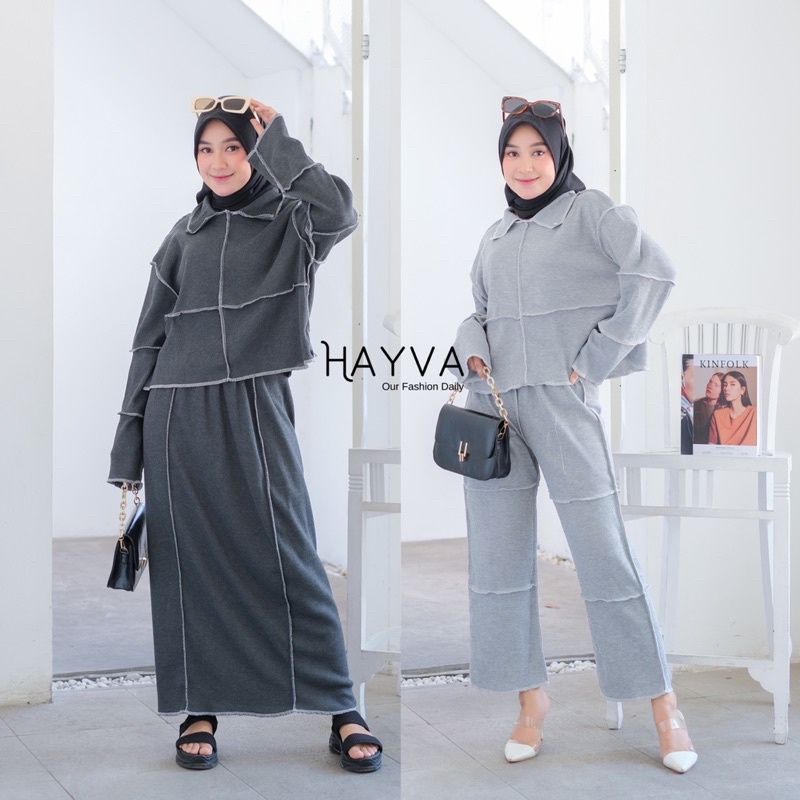 Zaras One Set baju terbalik/ jahit terbalik knit premium tebal/ set knit/ setelan/ knit crop/ one se