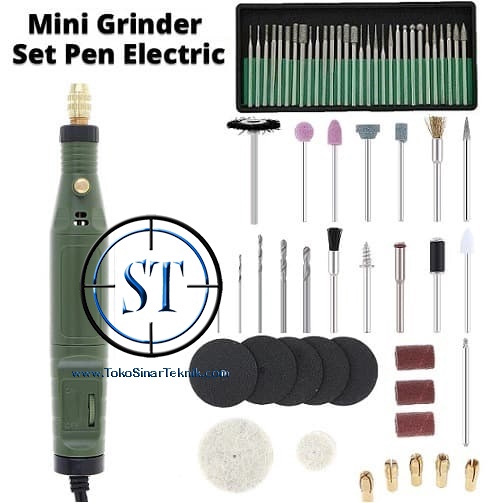 Bor Electric Mini Grinder Gerinda Speed Slite Set For Polishing Poles 18000 Rpm Siap Pakai + 30 Mata Grafir Ukir