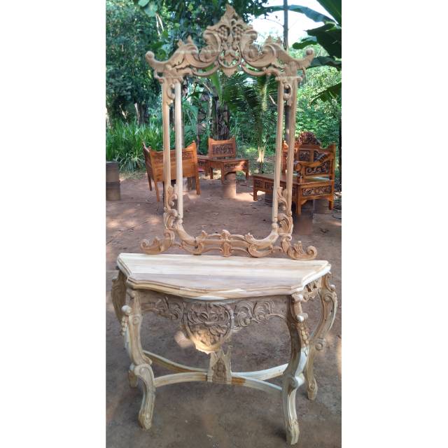 MEJA KONSUL MEJA HIAS KAYU JATI FREE KACA