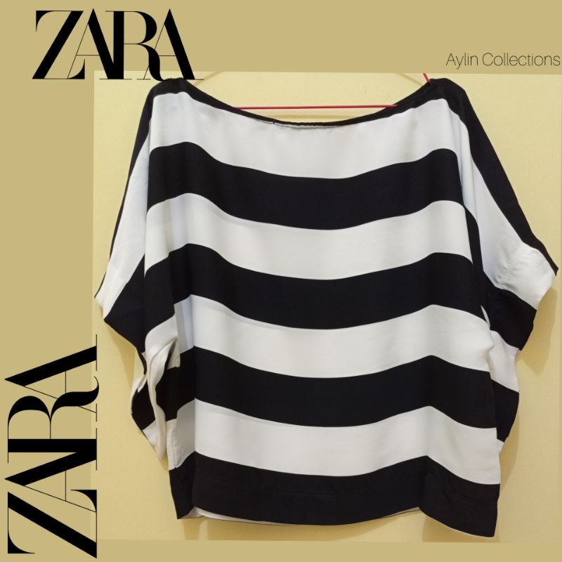 Blouse atasan baju wanita salur branded Zara Basic original