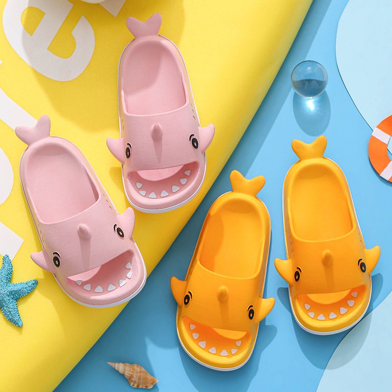 [littlecrab] Sandal Anak Motif Hiu Sirip Ekor Kids Sandals High Quality Cute Shark With Tails Biru Kuning Pink Abu Lucu Berkualitas Slip On Korean Style