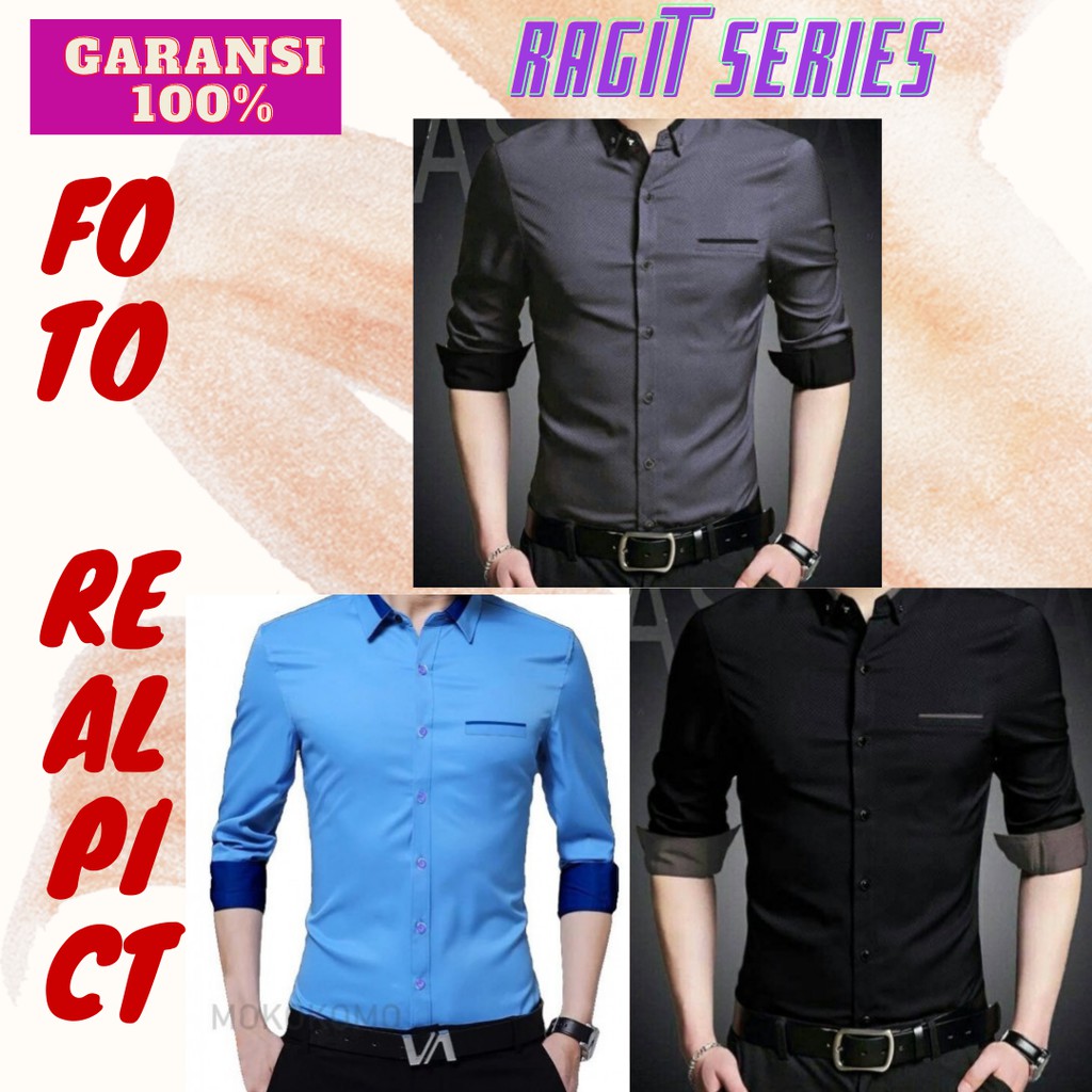 KEMEJA PRIA TERBARU KEKINIAN 2021 RAGIT BAJU COWOK LAKI-LAKI ORIGINAL