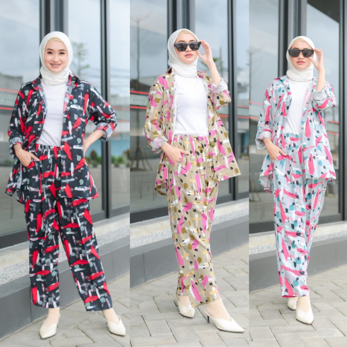 BAJU TIDUR PAJAMAS RAYON VISCOSE KEMEJA KATUN RAYON WANITA KEKINIAN FREE MASKER-7