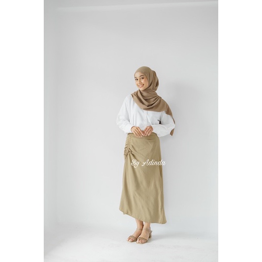 𝐁𝐘 𝐀𝐃𝐈𝐍𝐃𝐀 Tamara Skirt - Rok Serut Casual Flowy Crinkle Skirt Airflow Midi Maxi Ruched - Rok Wanita Korean look