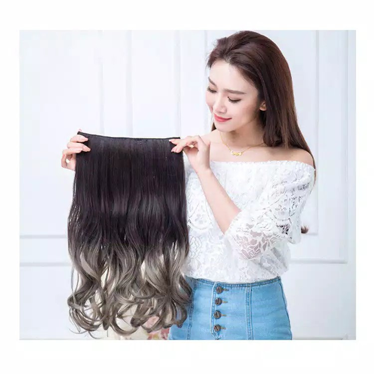 hairclip ombre wavy curly gradasi murah