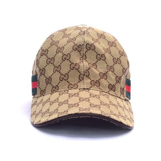 TOPIPRIA_ Topi Gucci Canvas GG Original Web Coklat Tua