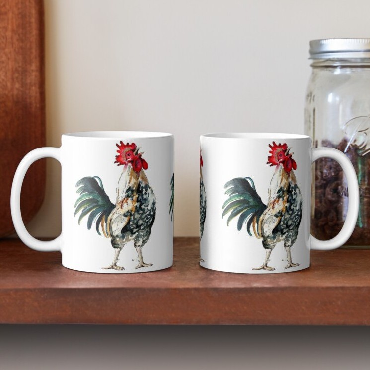 Mug Rooster Watercolor