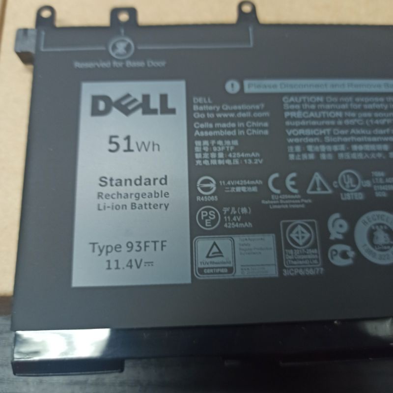 Original Baterai Laptop Dell 93FTF 51WH 11.4V