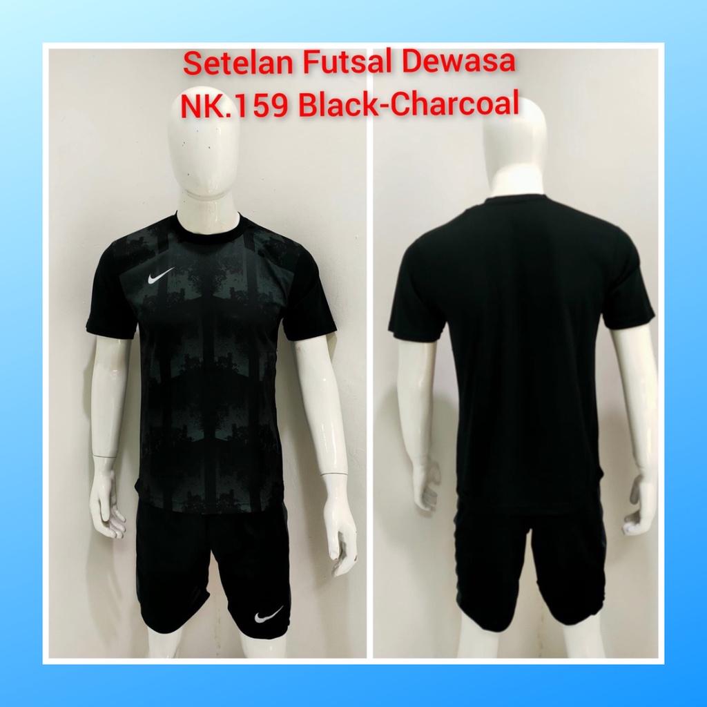 jersey futsal pria kaos sepak bola baju dan celana setelan wanita dewasa t-shirt outfit seragam jarsey kostum olahraga pakaian apparel print sport jersy soccer casual jersi suit NK159 charcoal