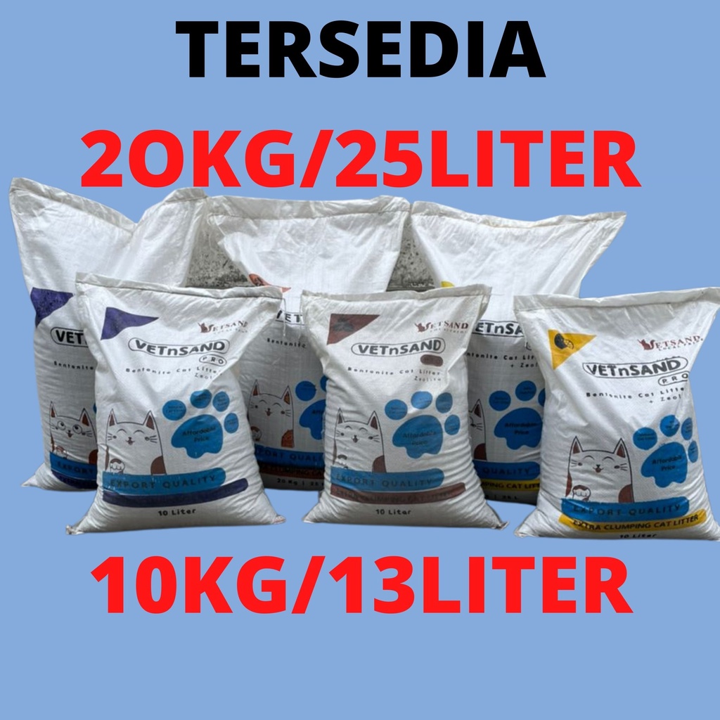 VETSAND PRO BENTONITE ZEOLITE Pasir Kucing Gumpal bentonite 20KG / 25 Liter Wangi LEMON KOPI LAVENDER murah catlitter mirip cub n kit top kawan