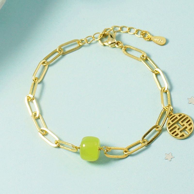Gelang Tangan Manik-Manik Batu Jade Bulat Natural Untuk Wanita / Hadiah Valentine