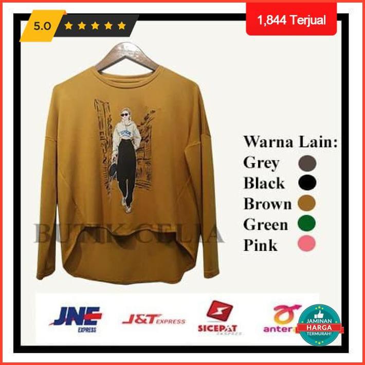 Kaos Lengan Panjang Wanita Supreme Murah Kualitas Bagus Nyaman Limited