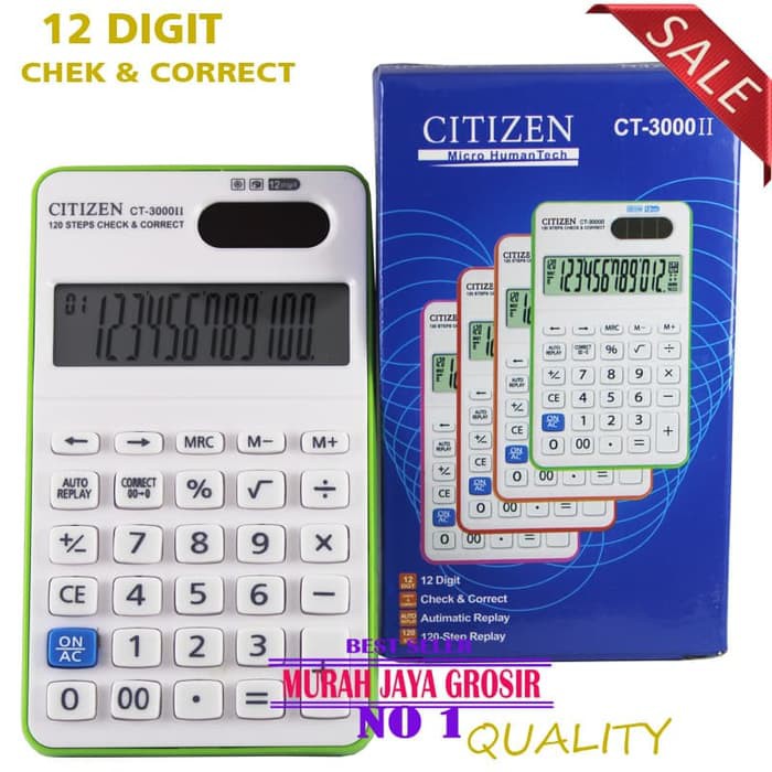 

Kalkulator Citizen CT 3000 Calculator Pocket Check & Correct 12 Digit