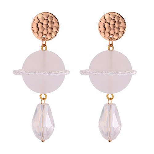 LRC Anting Tusuk Fashion Round Shape Decorated Earrings