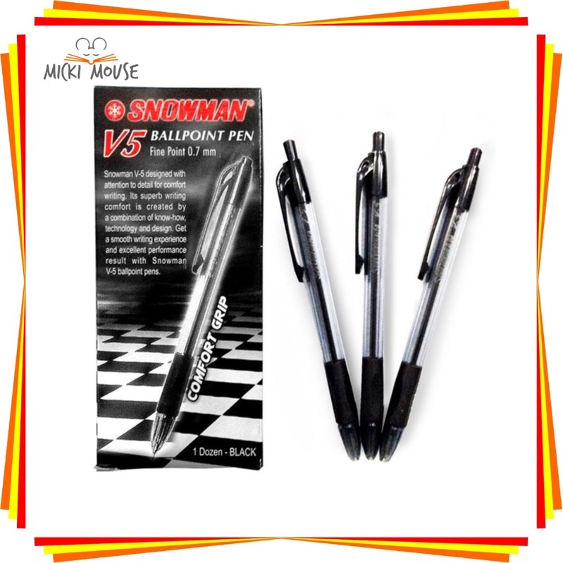 

(6 PCS) Pulpen / Bolpen / Bolpoint Snowman V - 5 / V5