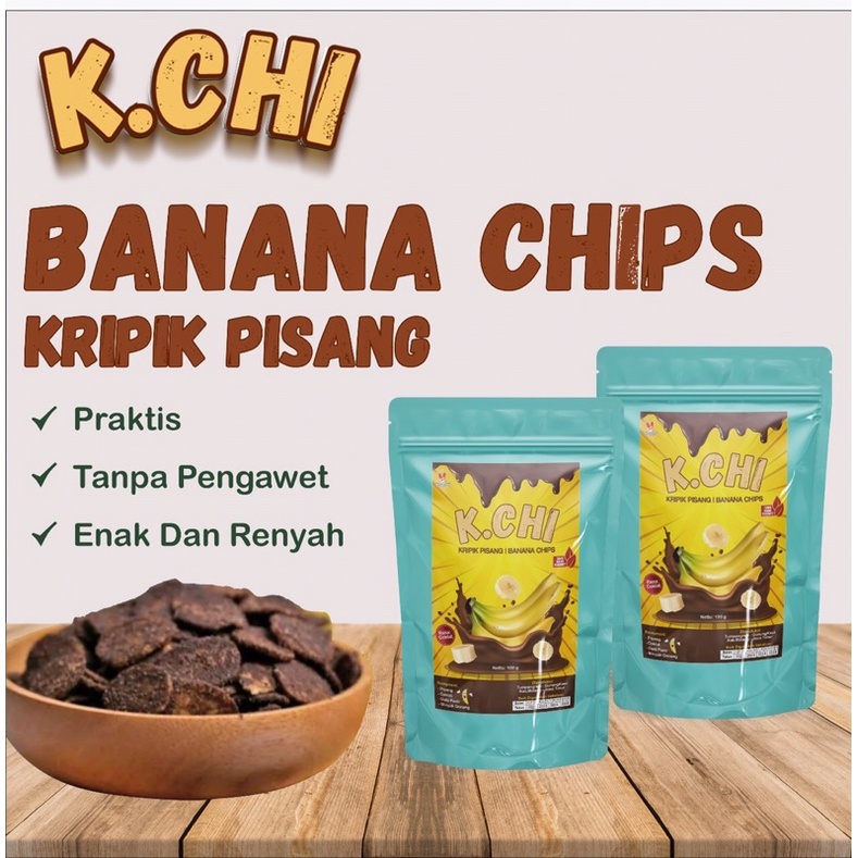 

Keripik Pisang Rasa Coklat Manis Gurih Asin "K.CHI