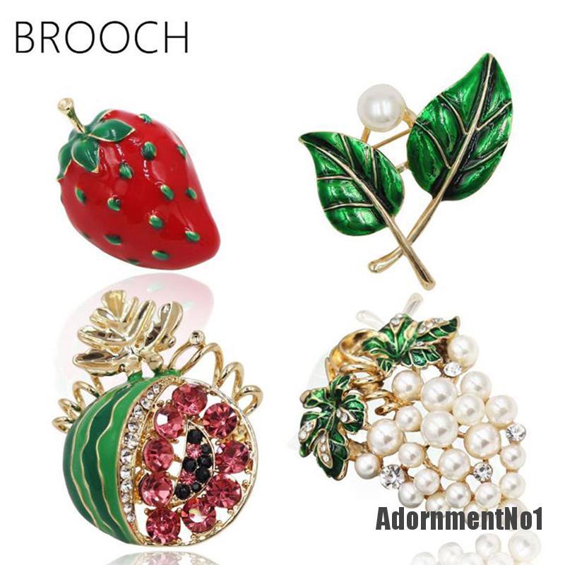 (Adornmentno1) 1pc Bros Pin Bentuk Buah Aksen Mutiara Imitasi Bahan Alloy Untuk Wanita