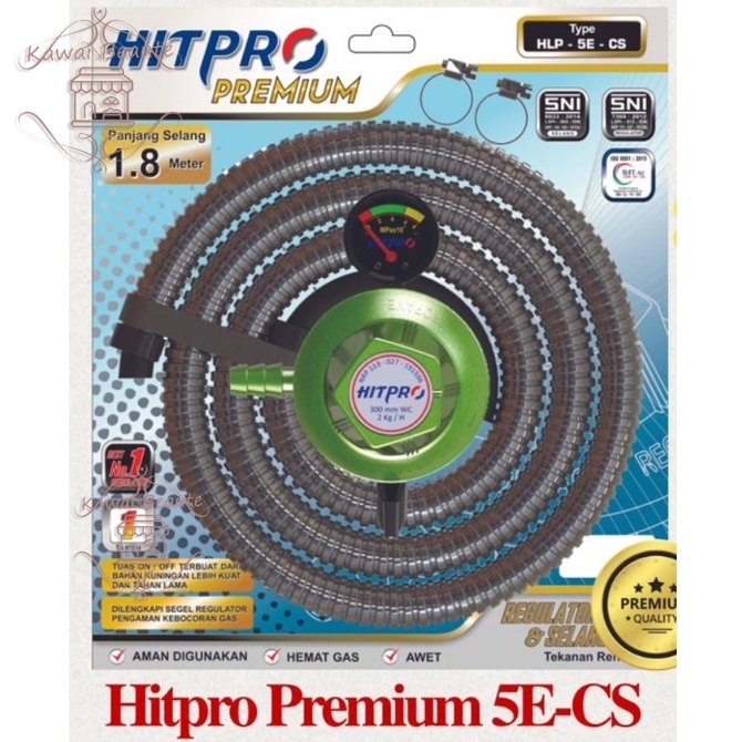 Set Reg Hitpro HLP-5E-CS (Seal) Selang + Regulator Premium