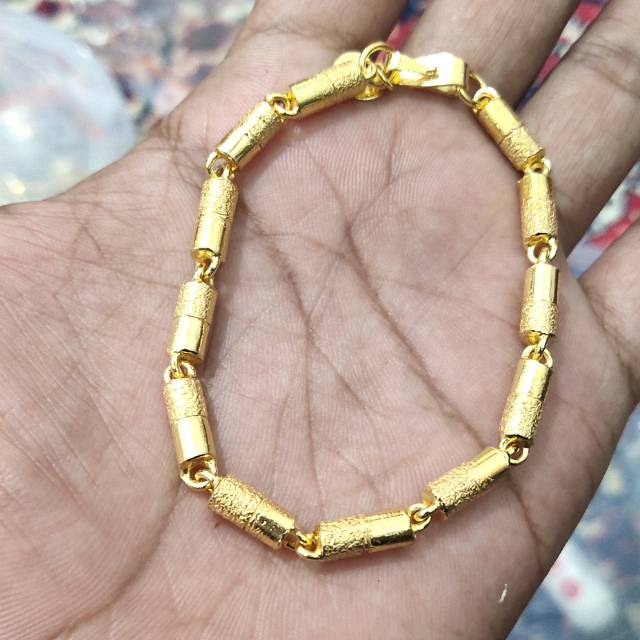 Gelang bambu cor lapis emas 24k