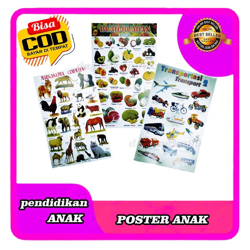 BISA COD poster edukasi gambar belajar anak balita anak paud anak usia dini anak tk poster dinding p