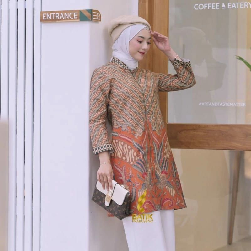TUNIK BATIK MOTIF ANGGRAENI BAJU BATIK WANITA BAJU NGANTOR SERAGAM BATIK WANITA MODERN ORIGINAL BATI