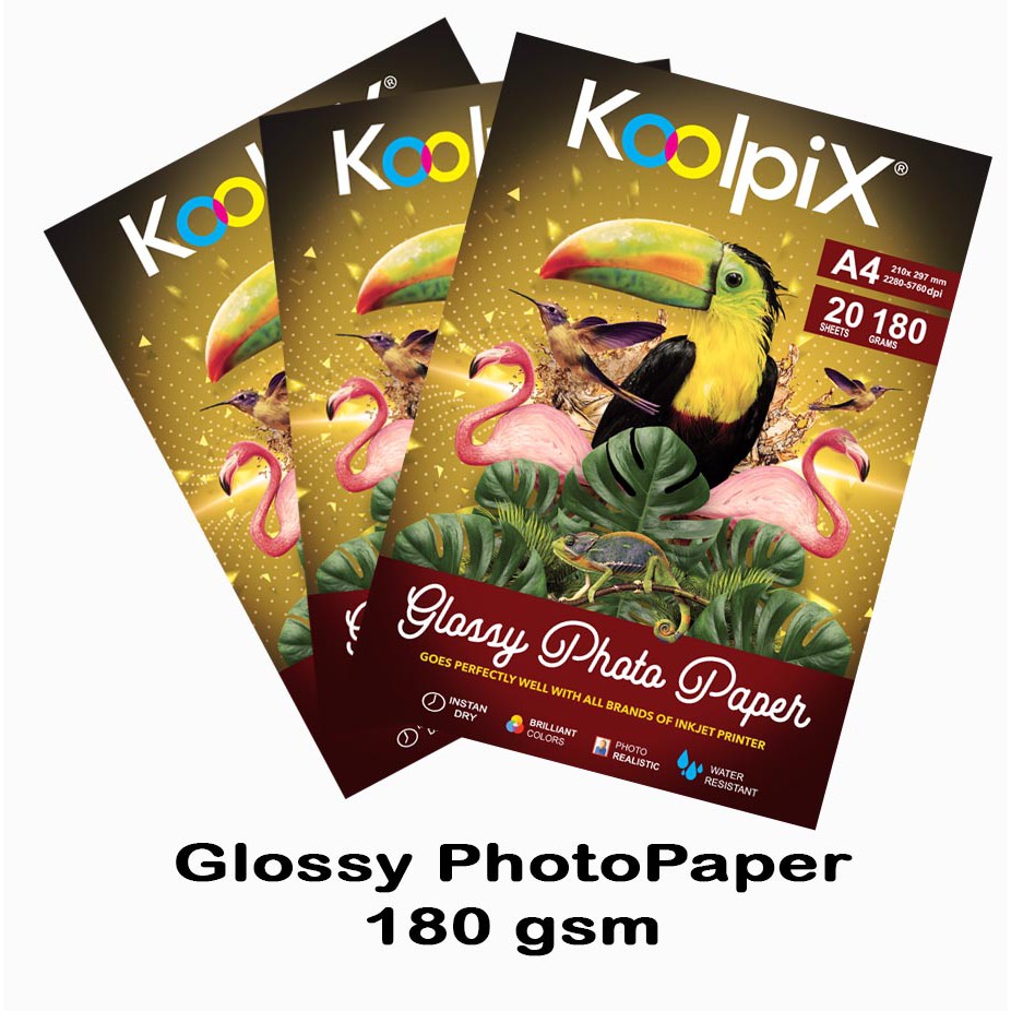 Glossy Photo Paper merk KOOLPIX 180 Grams Isi 20 Lembar A4