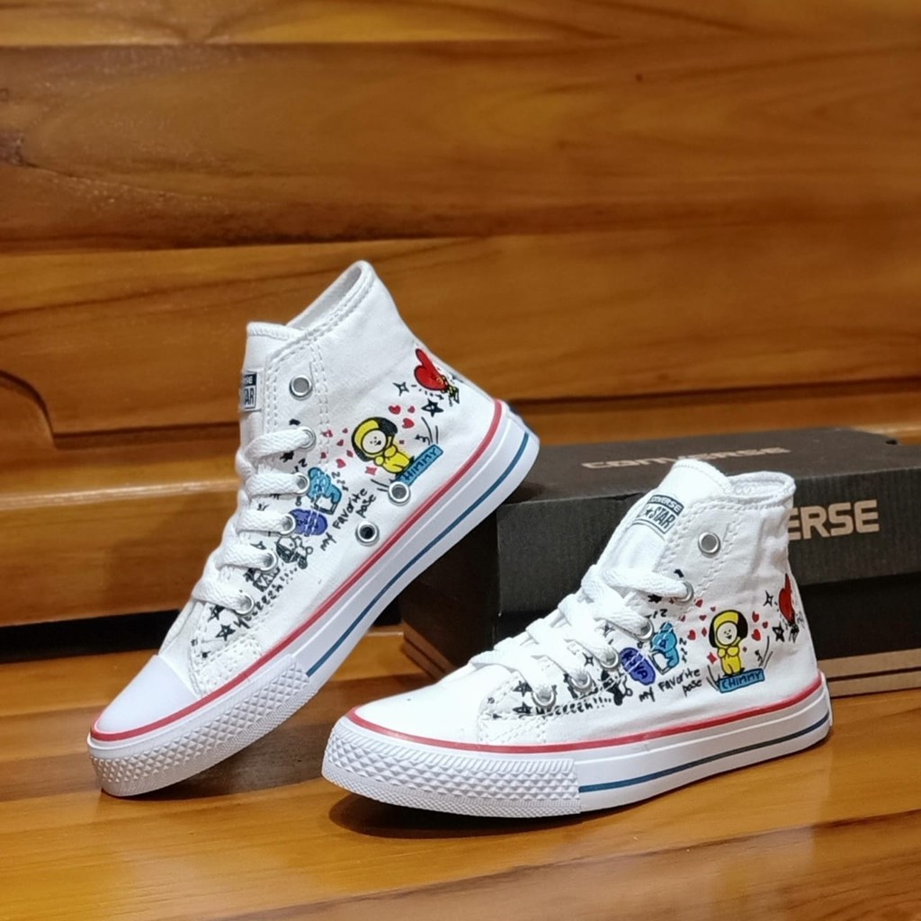 Sepatu anak Sneakers high boots BT21 import Fashion Casual Terbaru Murah laki laki dan Perempuan COD